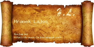 Hranek Lajos névjegykártya